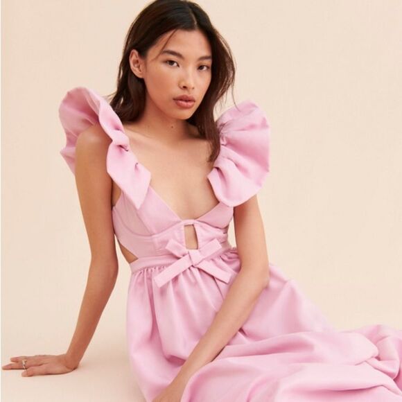 FOR LOVE & LEMONS Miriam Maxi Dress In PInk NWT - Picture 1 of 15